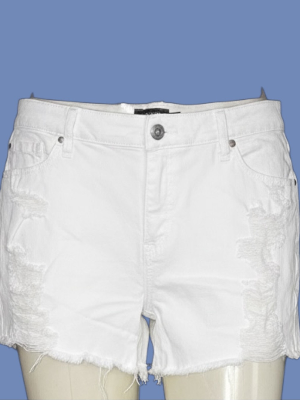 Torrid White Distressed Denim Shorts